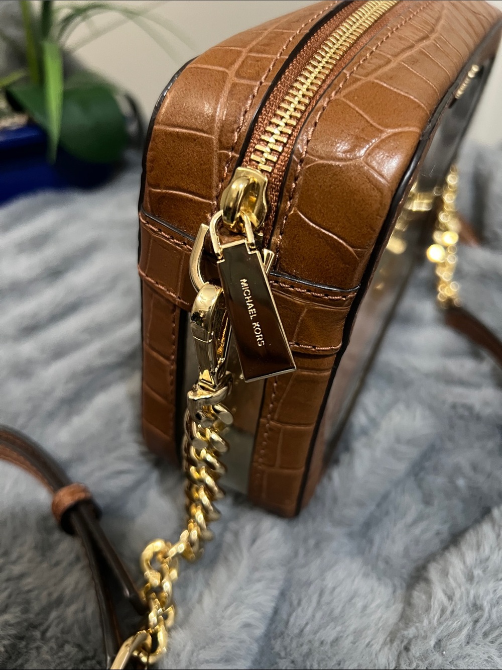 Michael Kors Ginny Camera Brown Clear Crossbody Bag EUC retail $158 - Picture 9 of 9